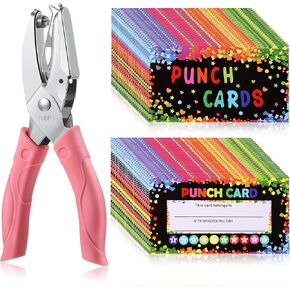 Chumia 200 Pieces Reward Punch Cards Handheld Punch Kit Paper Puncher Behavior Punch Cards Loyalty Cards Incentive Cards Ticket Scrapbook Punch Tool Home Office Supplies(White) in Saudi Arabia