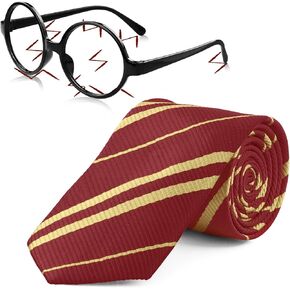 Novelty Cosplay Tie Wizard Glasses No Lenses for Wizard Themed Birthday Party Costume Accessories Necktie Halloween Party