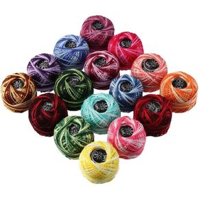 HomeSoGood 16 Rolls Solid Color Cotton Thread Ball - Rainbow Color Cross Stitch & Crochet Thread for Crafts