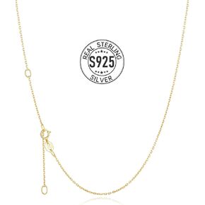 Silvora 925 Sterling Silver Chain Necklace 1.1/1.5mm Thin Silver Chain for Women-Sturdy & Shiny-Women's Chain Necklaces,Adjustable Length 16/17/18/20/22/24 Inches
