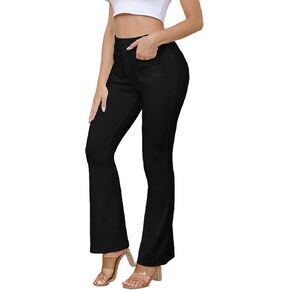 ECHOINE Womens Casual High Waisted Stretchy Bootcut Dress Pants Button Business Work Trousers with Multiple Pockets
