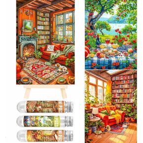 Small Jigsaw Puzzles for Adults 150 Pieces Vintage Painting Mini Jigsaw Puzzles Challenging Mini Puzzles Tiny Jigsaw Puzzles 6 x 4 Inches, 3 Pcs,Mini Easel Included