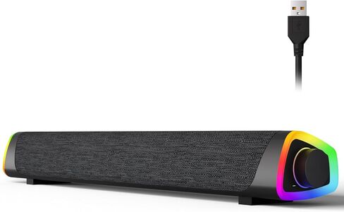 SOULION R30 Computer Speakers, USB Powered Small PC Speakers, Colorful RGB Lights with Switch Button, Surround Sound Portable Computer Sound Bar Speaker for Desktop Laptop in Saudi Arabia