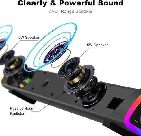 SOULION R30 Computer Speakers, USB Powered Small PC Speakers, Colorful RGB Lights with Switch Button, Surround Sound Portable Computer Sound Bar Speaker for Desktop Laptop in Saudi Arabia