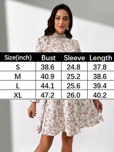 Women Long Sleeve Fall Wedding Guest Dress 2024 High Neck Flowy Smocked Dresses in Kuwait