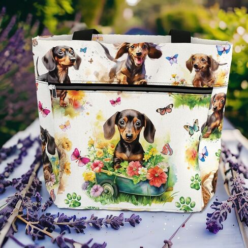 84hoods Large Waterproof Tote Bag with Pockets and Zipper for Work. Gift for Women Dachshund Lovers and Owners. in Kuwait