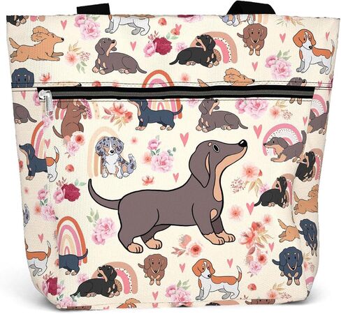 84hoods Large Waterproof Tote Bag with Pockets and Zipper for Work. Gift for Women Dachshund Lovers and Owners. in Kuwait