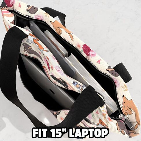 84hoods Large Waterproof Tote Bag with Pockets and Zipper for Work. Gift for Women Dachshund Lovers and Owners. in Kuwait