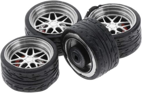 Amagogo 4 PCS 1/64 Scale Diecast Drift Racing on-Road Model Car Alloy Rubber Wheel & Tyre Set Accessory for Hotwheel - E3 in Saudi Arabia