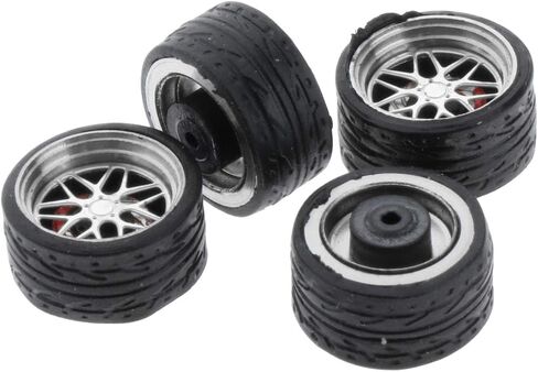 Amagogo 4 PCS 1/64 Scale Diecast Drift Racing on-Road Model Car Alloy Rubber Wheel & Tyre Set Accessory for Hotwheel - E3 in Saudi Arabia
