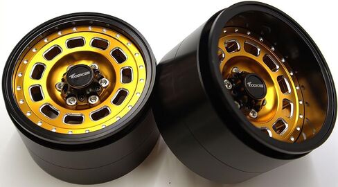 Aluminum RC 2.2 Beadlock Wheels Adjustable 2 Offsets Rims Hub for Axial Ryft Upgrades 1/10 Crawle Car Wheel and Tires Remote Control SCX10 Trx4m(4PC) (Black ＆Titanium gdlden) in Kuwait