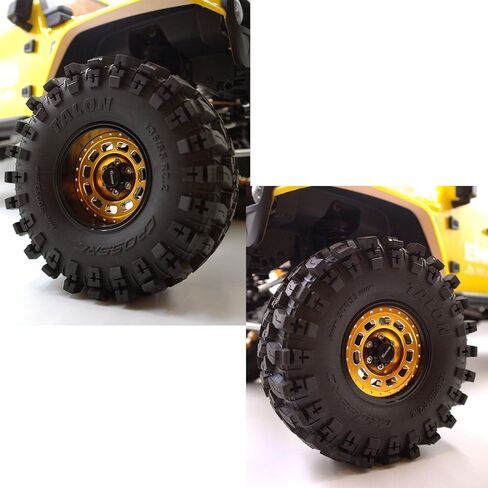 Aluminum RC 2.2 Beadlock Wheels Adjustable 2 Offsets Rims Hub for Axial Ryft Upgrades 1/10 Crawle Car Wheel and Tires Remote Control SCX10 Trx4m(4PC) (Black ＆Titanium gdlden) in Kuwait