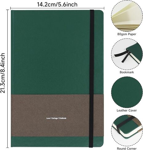 TUNJILOOL A7 Leather Hardcover Notebook- 3Pack 192 Pages Thick 100GSM Paper, Dotted/Grid/Blank, with Elastic Band & Inner Pocket for Writing, Sketching, Journaling in Saudi Arabia