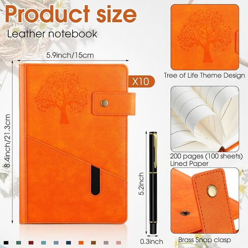 Cholemy 20 Pcs A5 Lined Leather Journal Notebook for Men Women, Tree Life 5.9 x 8.4 Inches Personalized Hardcover Journal with Pen, 200 Pages 100 Gsm Ruled Daily Journals for School, Business Writing in Saudi Arabia