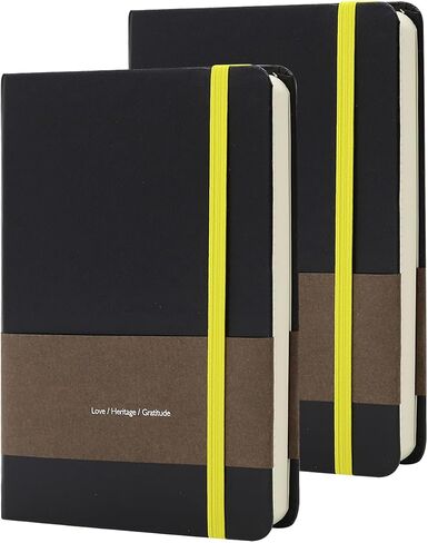 TUNJILOOL A7 Leather Hardcover Notebook- 3Pack 192 Pages Thick 100GSM Paper, Dotted/Grid/Blank, with Elastic Band & Inner Pocket for Writing, Sketching, Journaling in Saudi Arabia