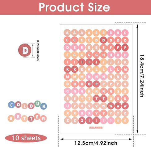10 Pcs Colorful Letter Stickers, Self Adhesive Large Alphabet Stickers Round Number Stickers Punctuation Marks Stickers Scrapbook Letter Stickers for Scrapbooking Gifts Box Card DIY Craft in Saudi Arabia