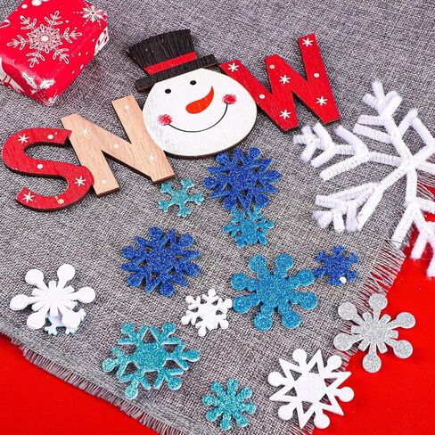 Motarto 600 Pieces Glitter Snowflake Stickers Self-Adhesive Snowflake Foam Stickers for Christmas Craft or Winter Party Decoration, Assorted Color and Sizes in Kuwait