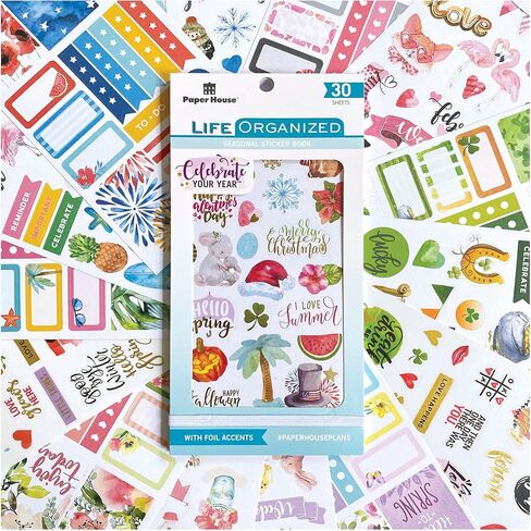 Paper House Productions Seasons Collection 30-Sheet 1200-Piece Celebrate Your Day Planner Sticker Folio for Planners, Journaling and Crafting in Saudi Arabia