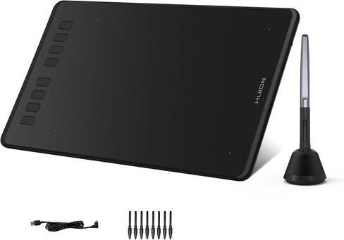 هيون تابلت رسم جرافيك انسبايروي H640P من هيون مع قلم ستايلس بدون بطارية وحساسية ضغط 8192 in Kuwait