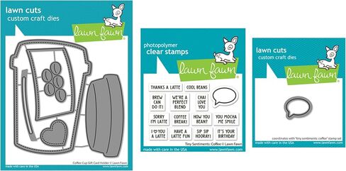 Lawn Fawn Coffee Cup Gift Card Holder Die, Coffee Tiny Sentiments Clear Stamp and Coordinating Dies in Saudi Arabia