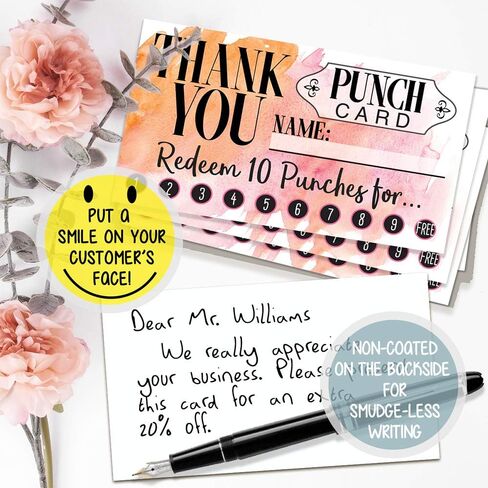 Business Thank You Cards - Small Business Essentials - Thank You Punch Cards - Minimalist Blank Note Card, Stationery Set of 50 3.5 x 2 Standard Business Card, Small Business Thank You Cards in Saudi Arabia