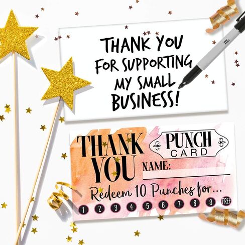 Business Thank You Cards - Small Business Essentials - Thank You Punch Cards - Minimalist Blank Note Card, Stationery Set of 50 3.5 x 2 Standard Business Card, Small Business Thank You Cards in Saudi Arabia