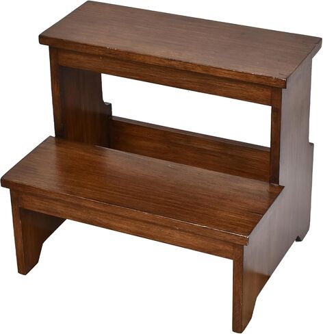 Dual-Purpose Wooden Step Stool for Adults and Kids, Anti-Slip Base, Heavy-Duty Use for Kitchen, Bathroom, Bedside Access, 300 lbs Weight Capacity, Two-Step Wood Stair in Saudi Arabia