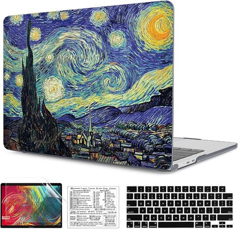 Compatible with MacBook Air 15 inch Case 2023 2024 Release M3 A3114 A2941 M2 Chip Durable Plastic Shell Case with Keyboard Cover & Mac OS Keyboard Sticker (Van Gogh Starry Sky) in Saudi Arabia