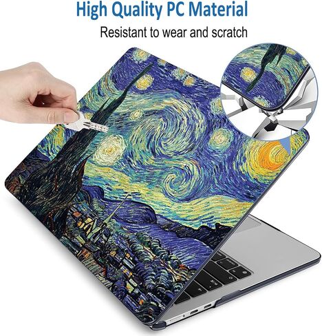 Compatible with MacBook Air 15 inch Case 2023 2024 Release M3 A3114 A2941 M2 Chip Durable Plastic Shell Case with Keyboard Cover & Mac OS Keyboard Sticker (Van Gogh Starry Sky) in Saudi Arabia