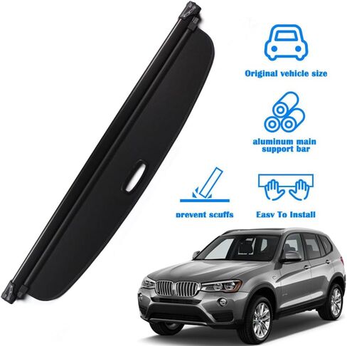 Marretoo for BMW X3 Cargo Cover 2011 2012 2013 2014 2015 2016 2017 for BMW X3 Accessories Black Retractable Trunk Cover Security Shield Shade in Kuwait