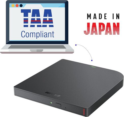 BUFFALO MediaStation 6X Portable Type-C USB 3.2 (Gen 1) محرك أقراص Blu-ray/خارجي، يشغل ويحرق أقراص Blu-Rays وأقراص DVD والأقراص المضغوطة. متوافق مع أجهزة الكمبيوتر المحمولة وأجهزة الكمبيوتر المكتبية/Mac. in Kuwait