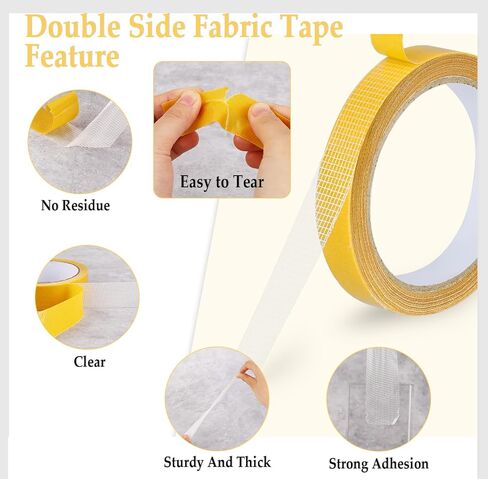 Bewudy Multifunctional Double Side Fabric Tape, Extra Strong Double Sided Fabric Tape Heavy Duty for Clothes, with Fiberglass Mesh High Tack Strong Adhesive for Clothes Carpet Arts (20M/787In) in Saudi Arabia