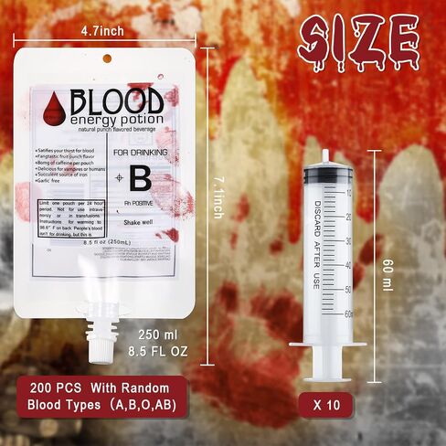 Nuenen 60 Pcs Halloween Blood Bags for Drinking, Vampire Party Drinking Pouches, Juice Puree Bag Reusable Energy Drink Container 8.5 Oz with Cap for Nurse Graduation Party in Saudi Arabia