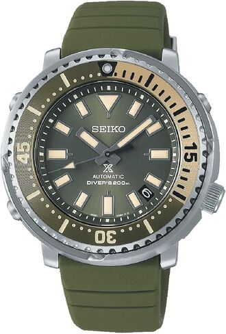 ساعة Seiko Prospex للرجال Street Series Safari 'Mini Tuna' أوتوماتيكية للغواص 200 متر باللون الأخضر SRPF83K1 in Kuwait