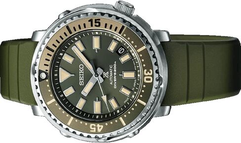 ساعة Seiko Prospex للرجال Street Series Safari 'Mini Tuna' أوتوماتيكية للغواص 200 متر باللون الأخضر SRPF83K1 in Kuwait