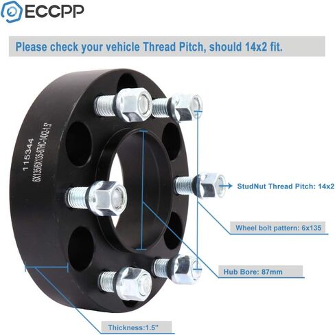 ECCPP 1.5 بوصة فواصل العجلات المركزية 6 × 135 مم إلى 6 × 135 مم 6 العروات 14 × 2 لـ 2004-2014 لـ F-150 للبعثة | 2003-2014 للملاح | -4 قطعة in Saudi Arabia