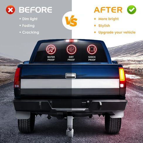 LED Tail Light Assembly + 3rd Brake Light Fit for Ford F-150 F150 2004-2008 [Factory Halogen Model] Fleetside Styleside, Taillight and High Mount Stop Light, 3 Pcs, Smoke Lens in Kuwait