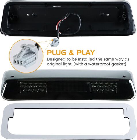 LED Tail Light Assembly + 3rd Brake Light Fit for Ford F-150 F150 2004-2008 [Factory Halogen Model] Fleetside Styleside, Taillight and High Mount Stop Light, 3 Pcs, Smoke Lens in Kuwait