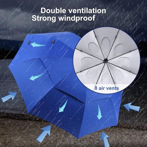 Doubwell Storm Proof Umbrella Sports Golf Umbrella 62 Inch Large Size Sturdy Umbrella UV Protection And Tested Resist Up 55 MPH Strong Wind For Men And Women (Orange) in Kuwait