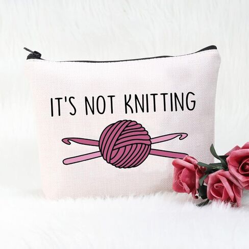POFULL Crochet Gifts Crochet Lovers Gift It's Not Knitting Cosmetic Bag Crochet Hook Gift (It's Not Knitting bag) in Saudi Arabia