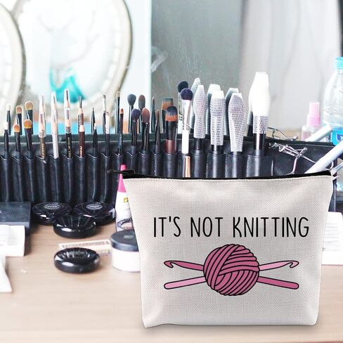 POFULL Crochet Gifts Crochet Lovers Gift It's Not Knitting Cosmetic Bag Crochet Hook Gift (It's Not Knitting bag) in Saudi Arabia
