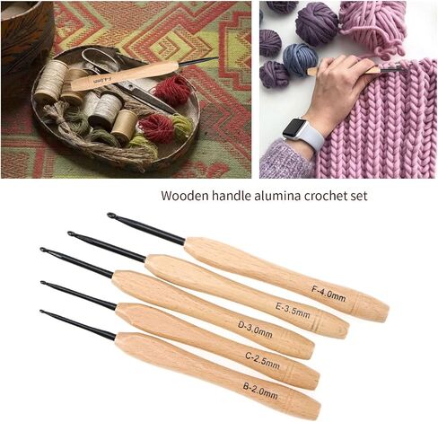 Create idea 9PCS Crochet Hooks Set Knitting Needles Kit with Ergonomic Flat Handle Wooden Grip for Crocheting Lightweight Knitting & Crochet Supplies 2.0mm-6.0mm in Saudi Arabia