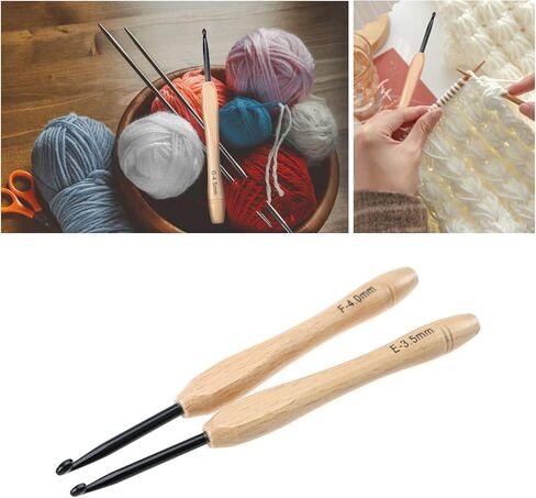 Create idea 9PCS Crochet Hooks Set Knitting Needles Kit with Ergonomic Flat Handle Wooden Grip for Crocheting Lightweight Knitting & Crochet Supplies 2.0mm-6.0mm in Saudi Arabia