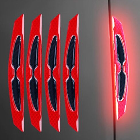 4PCS Car Door Anti-Collision Stickers,Universal Car Door Bumper Guard Protector Reflective Edge Protector Sticker Corner Bumper Guard Strips,Red in Saudi Arabia