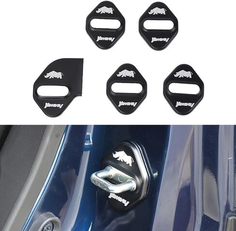 for Jimny Door Lock Cover, Aluminum Alloy Car Door Lock Latches Cover Protector Compatible with Suzuki Jimny 2019 2020 2021 2022 2023 Car Accessories (B, Black) in Kuwait