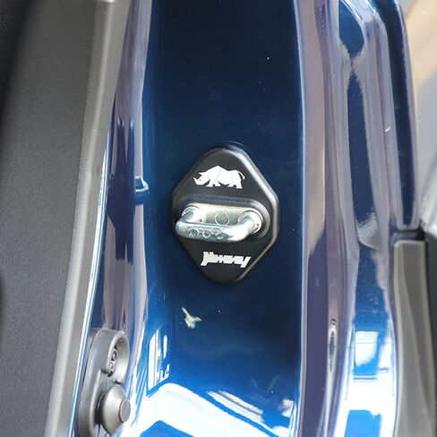 for Jimny Door Lock Cover, Aluminum Alloy Car Door Lock Latches Cover Protector Compatible with Suzuki Jimny 2019 2020 2021 2022 2023 Car Accessories (B, Black) in Kuwait