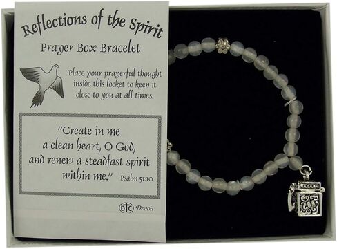 Needzo Clear Bead Rosary Bracelet with Prayer Box Charm, 8 Inch in Saudi Arabia
