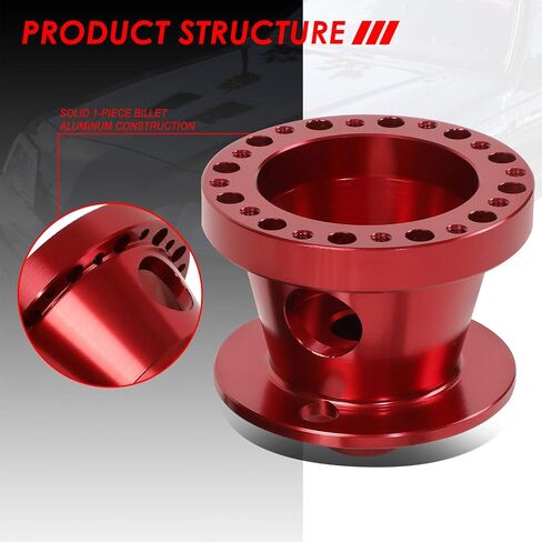 Auto Dynasty 6-Bolt Pattern Steering Wheel Hub Adapter Boss Kit Compatible with Ford Mustang Ranger Thunderbird 84-06, Billet Aluminum, Black in Saudi Arabia