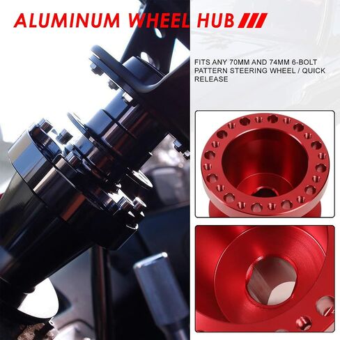 Auto Dynasty 6-Bolt Pattern Steering Wheel Hub Adapter Boss Kit Compatible with Ford Mustang Ranger Thunderbird 84-06, Billet Aluminum, Black in Saudi Arabia
