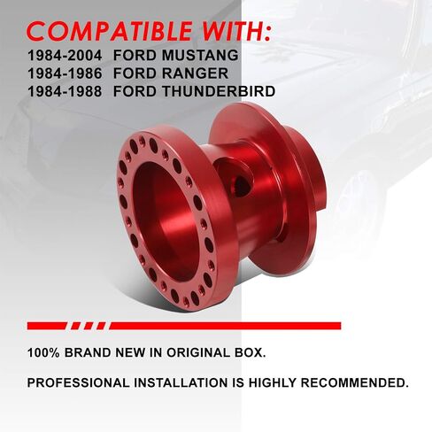 Auto Dynasty 6-Bolt Pattern Steering Wheel Hub Adapter Boss Kit Compatible with Ford Mustang Ranger Thunderbird 84-06, Billet Aluminum, Black in Saudi Arabia